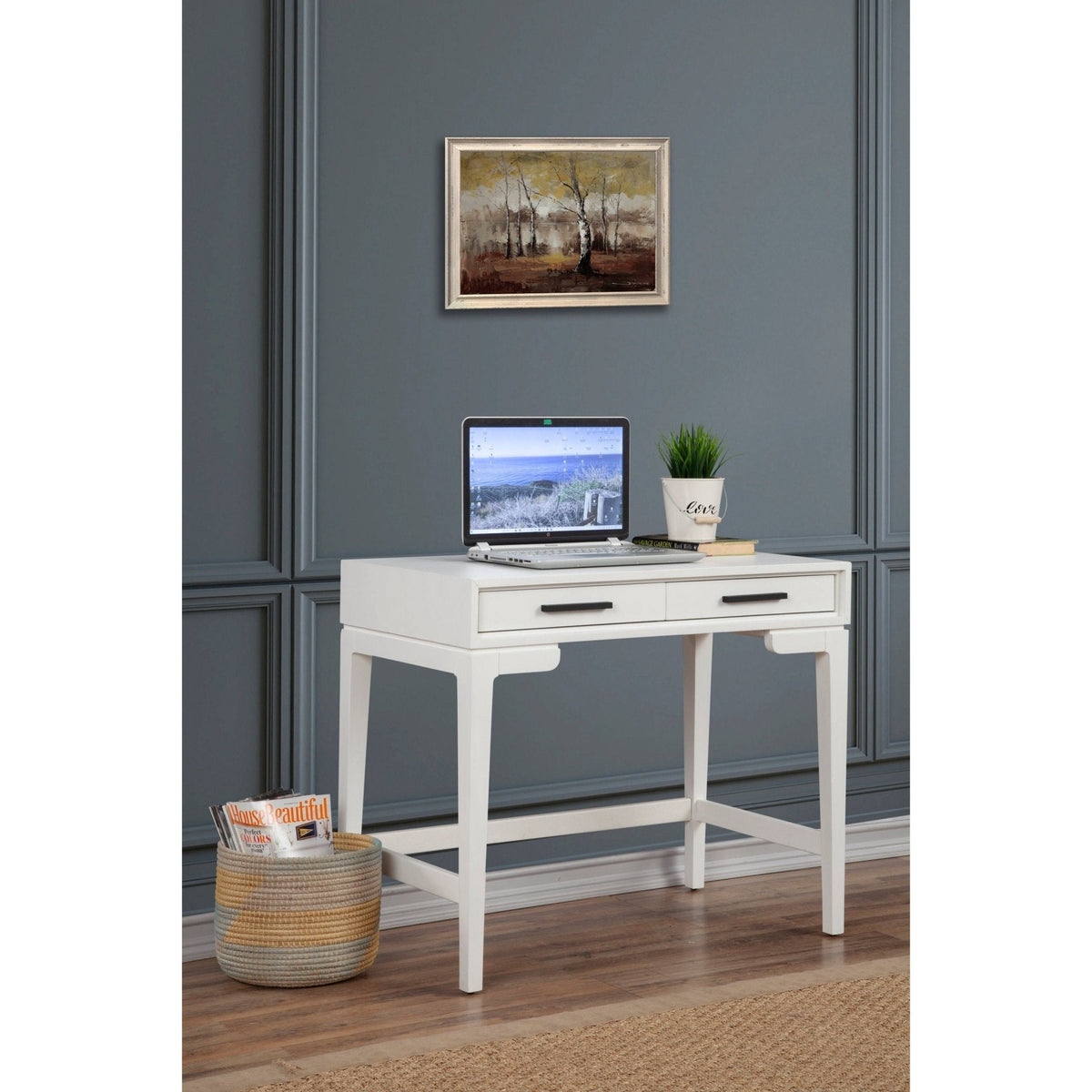 Nova Mini Desk with 2 Drawers and Bronze Hardware – view 6