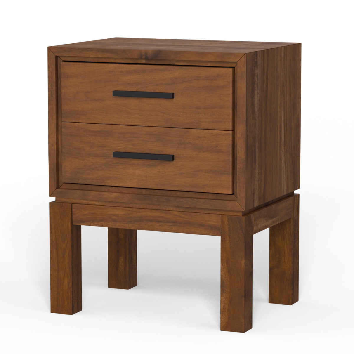 Nova Two-Drawer Nightstand with Felt-Lined Drawer and Bronze Pulls – view 3