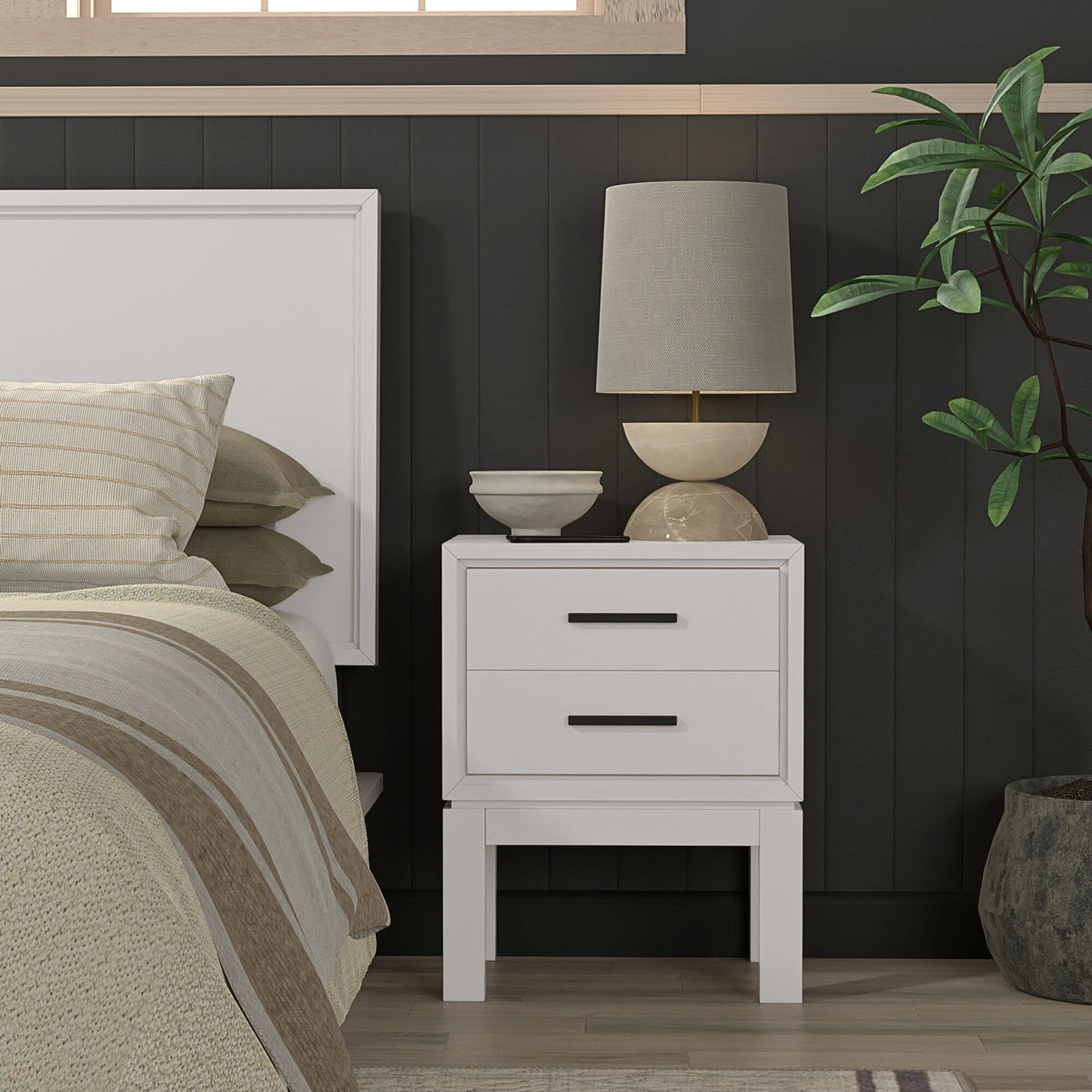 Nova Two-Drawer Nightstand with Felt-Lined Drawer and Bronze Pulls – view 8