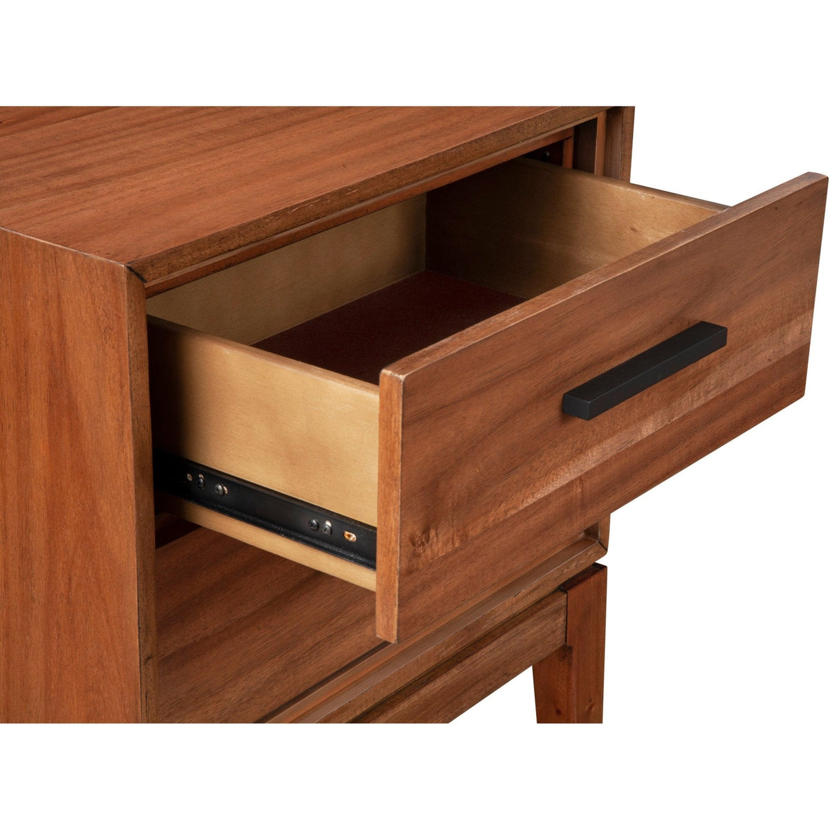 Nova Two-Drawer Nightstand with Felt-Lined Drawer and Bronze Pulls – view 4