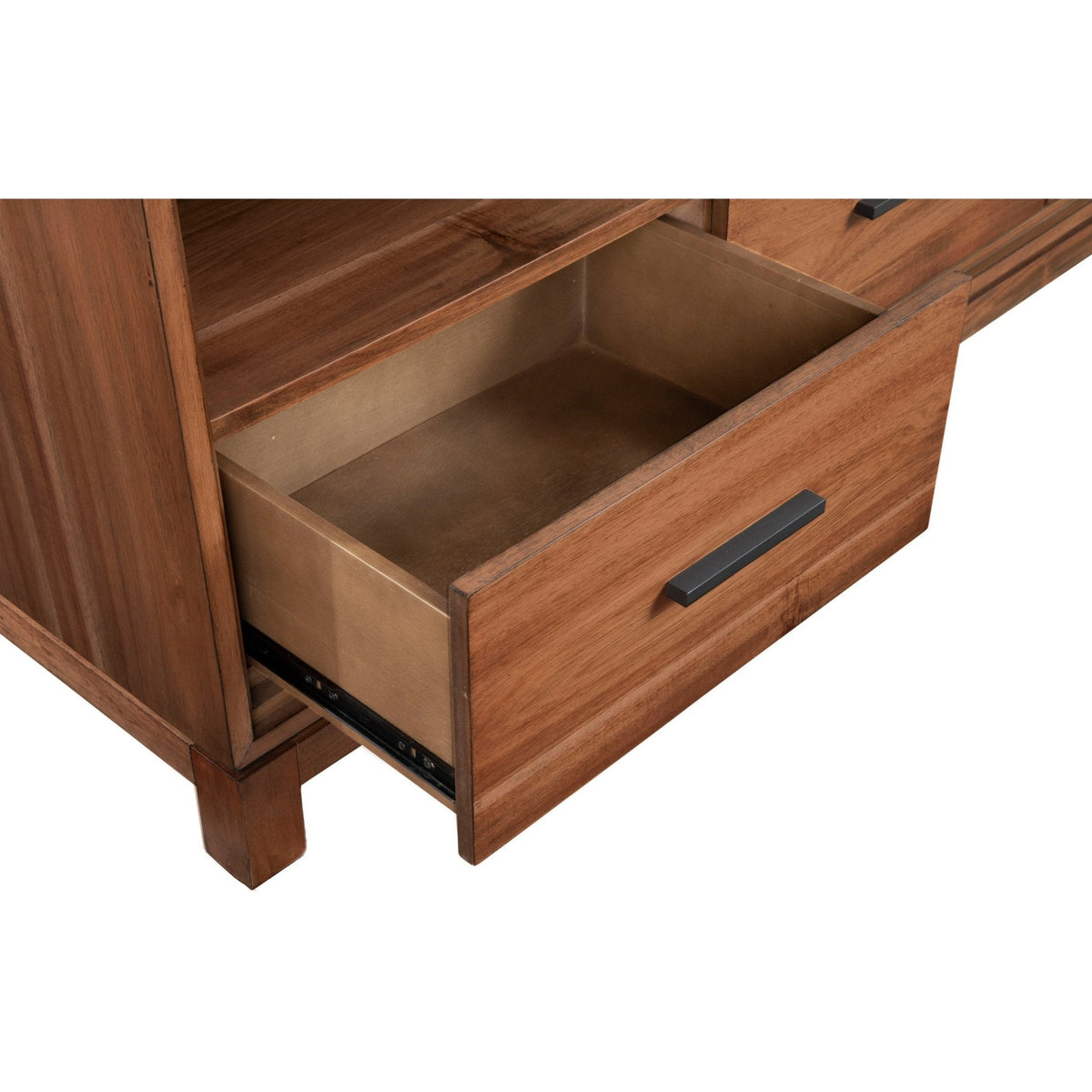 Nova TV Console with Felt-Lined Dovetail Drawers and Bronze Hardware – view 15