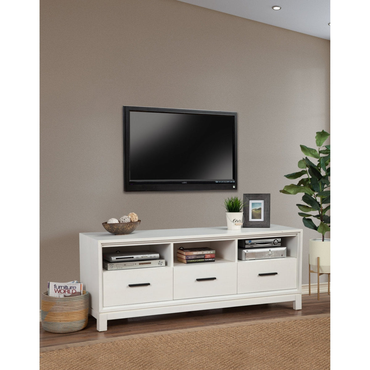 Nova TV Console with Felt-Lined Dovetail Drawers and Bronze Hardware – view 8