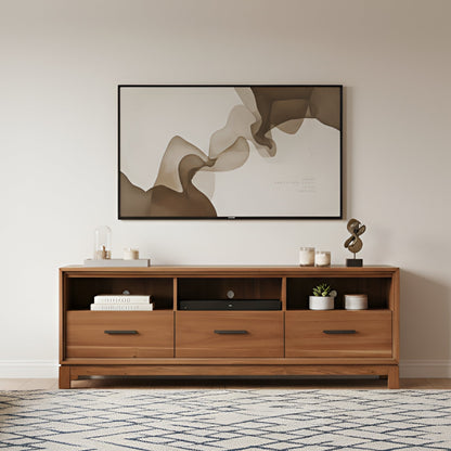 Nova TV Console with Felt-Lined Dovetail Drawers and Bronze Hardware – view 9