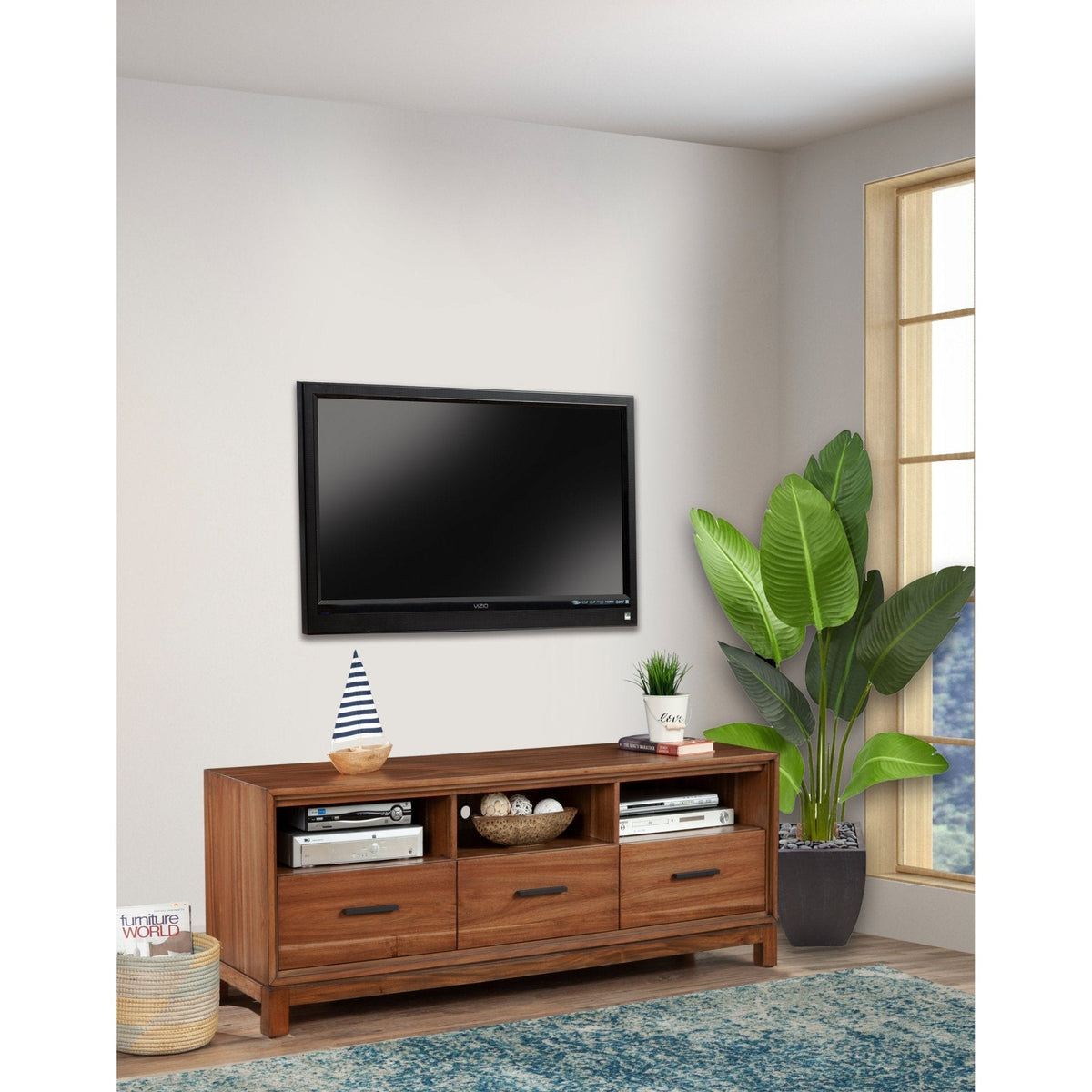 Nova TV Console with Felt-Lined Dovetail Drawers and Bronze Hardware – view 11
