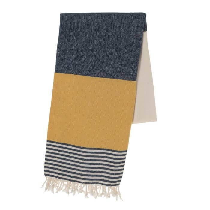 Multi Color Striped Turkish Towel, Handwoven Cotton, Oversized 39 x 70 – view 9