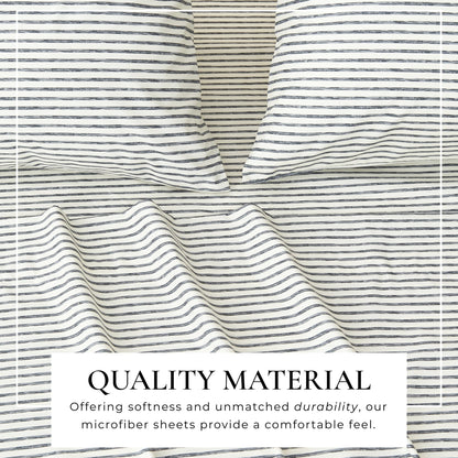 Brushed Microfiber Striped Sheet Set – Evette Collection – view 30