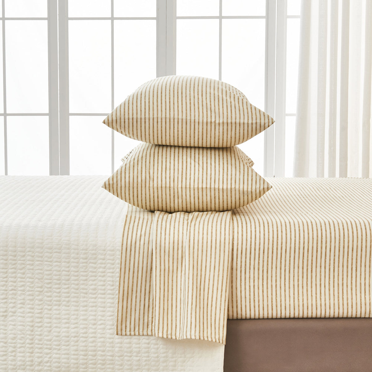 Brushed Microfiber Striped Sheet Set – Evette Collection – view 13