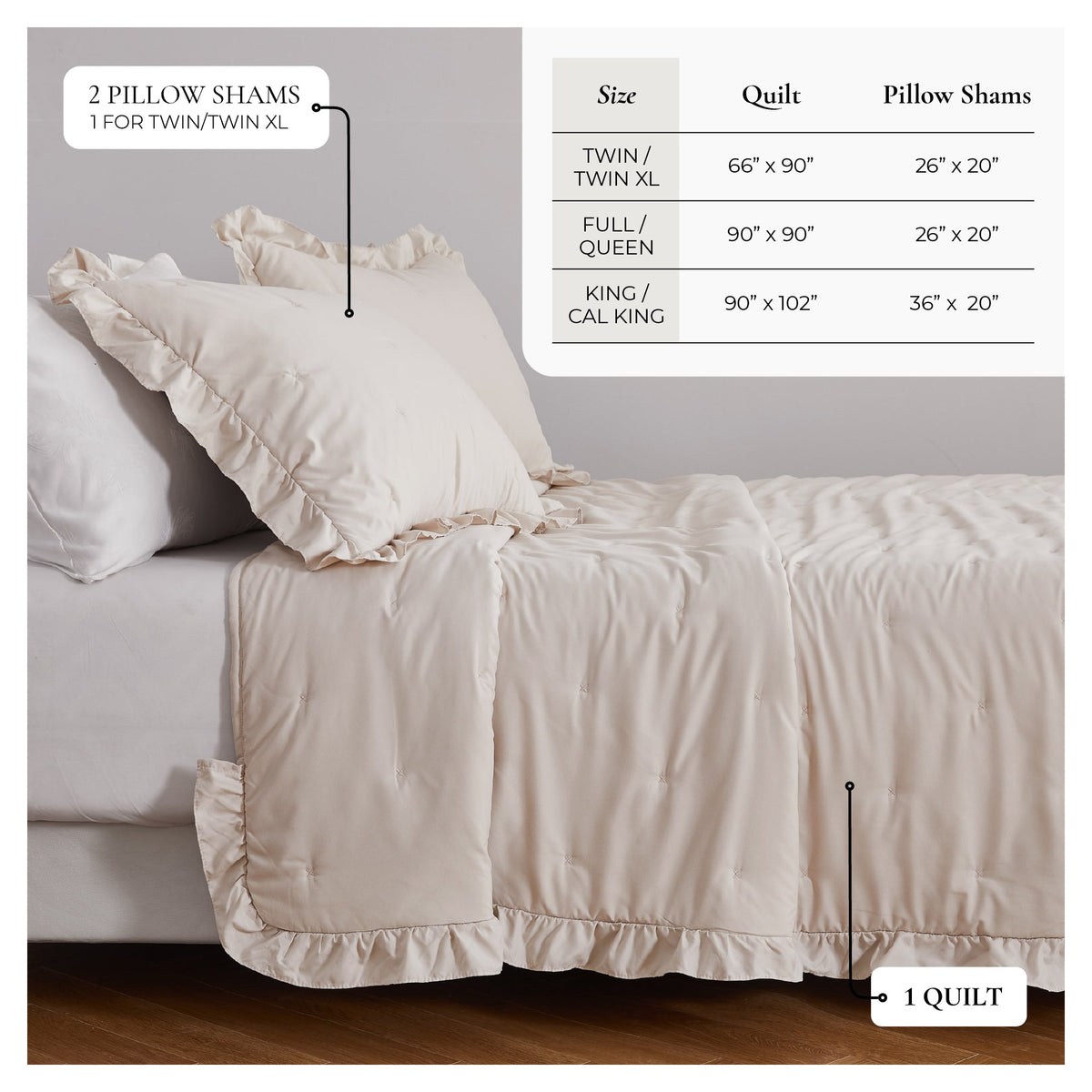 Dot Stitched Ruffled Edge Quilt Set – Dot-Ruffled Collection – view 10