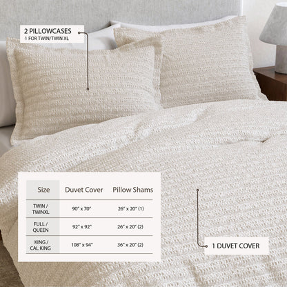 Cotton Honeycomb Waffle Weave Duvet Cover Set – Mattea Collection – view 9