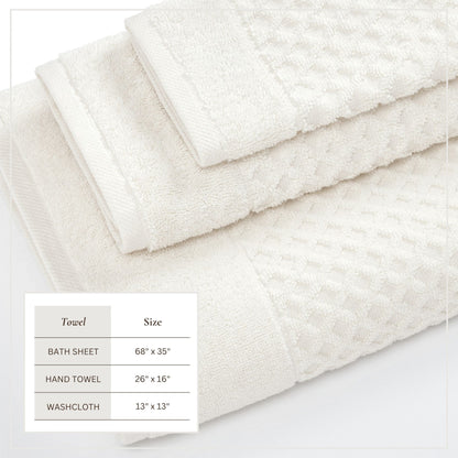 Cotton Diamond Waffle Weave Bath Towel Set – Grayson Collection – view 25