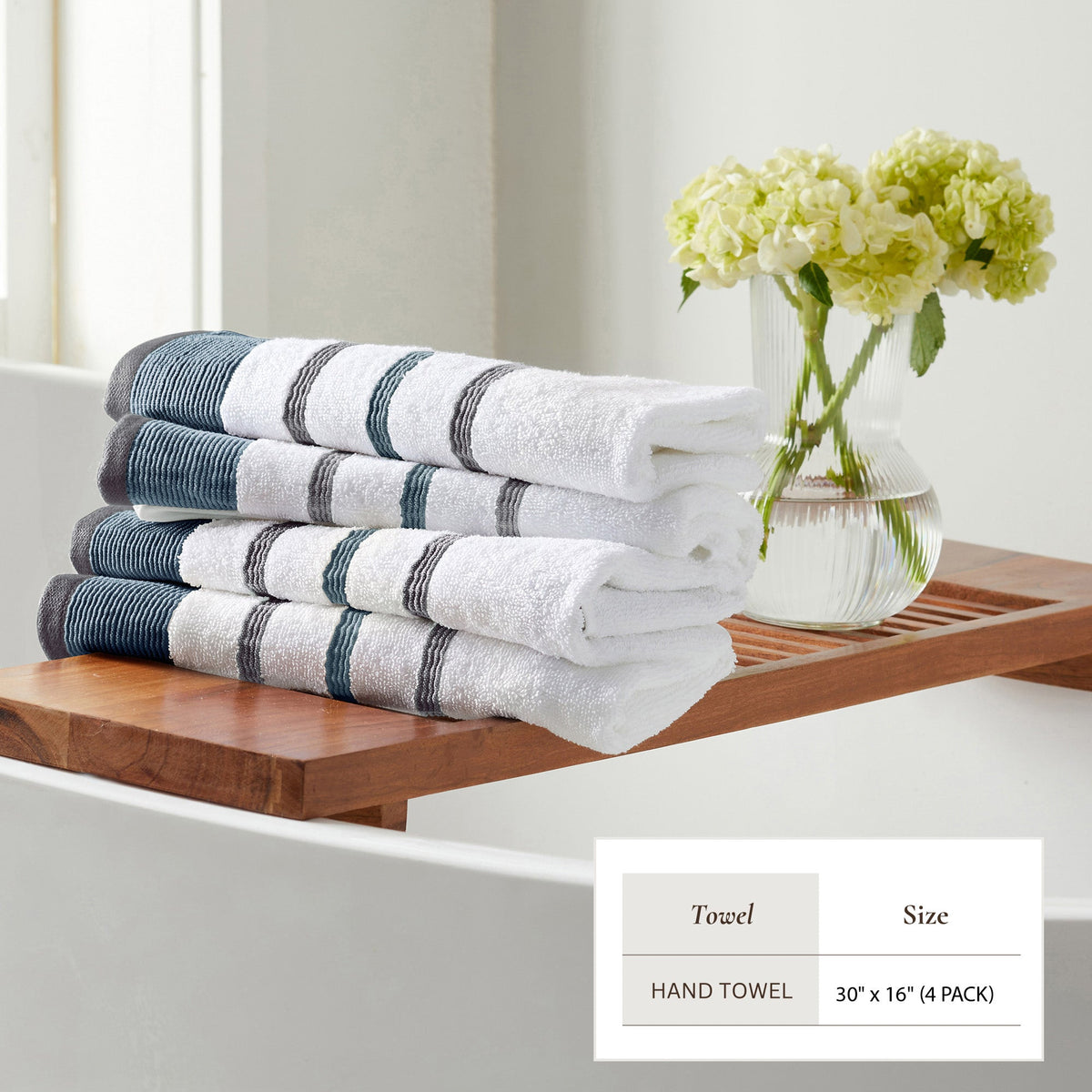 Decorative Cotton Stripe Bath Towel Set – Noelle Collection – view 33