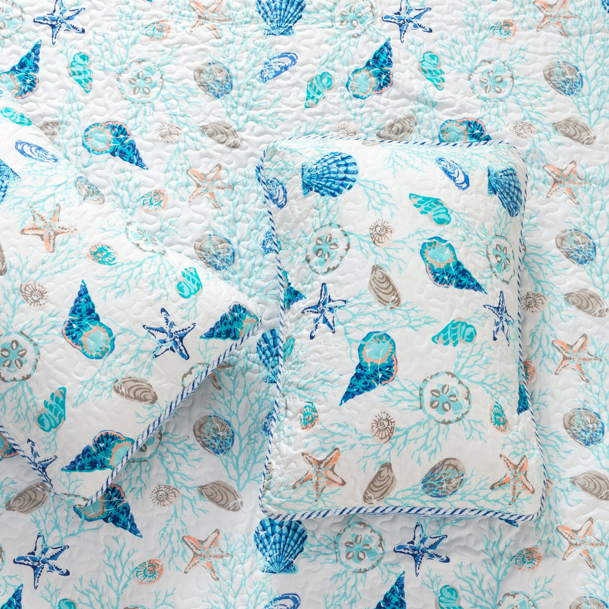 Bali Collection Blue Shells and Coral Coastal Quilt Set – view 12