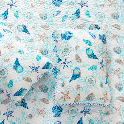 Bali Collection Blue Shells and Coral Coastal Quilt Set – view 12