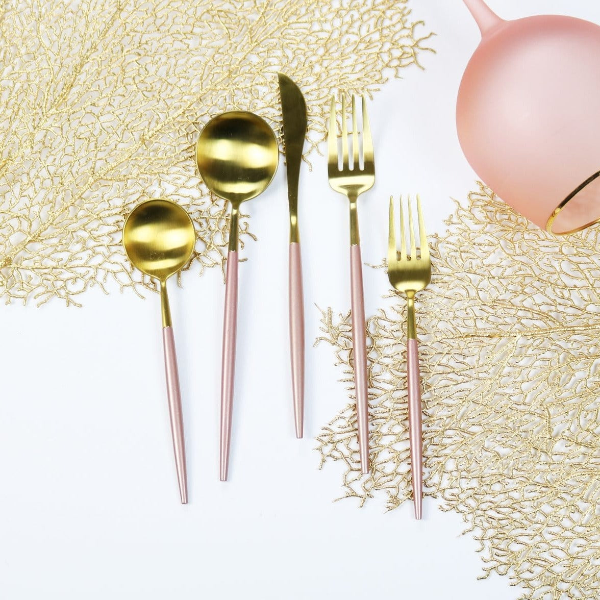 Pink and Gold Obelisk Flatware Set, 20 Pieces, Service for 4 – view 3