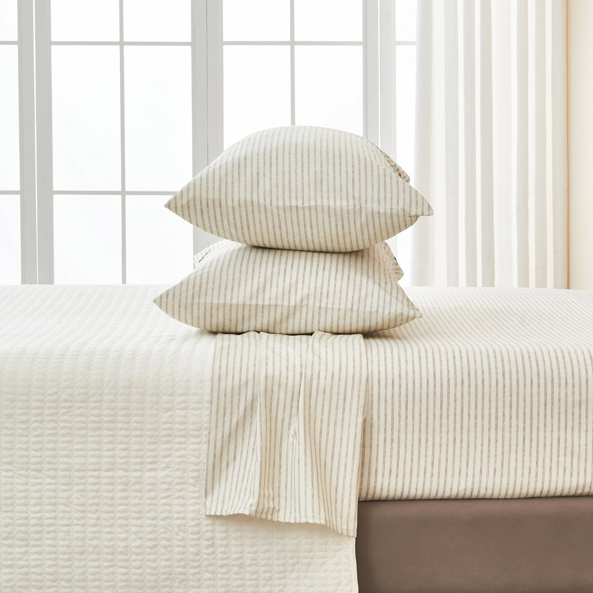 Brushed Microfiber Striped Sheet Set – Evette Collection – view 41