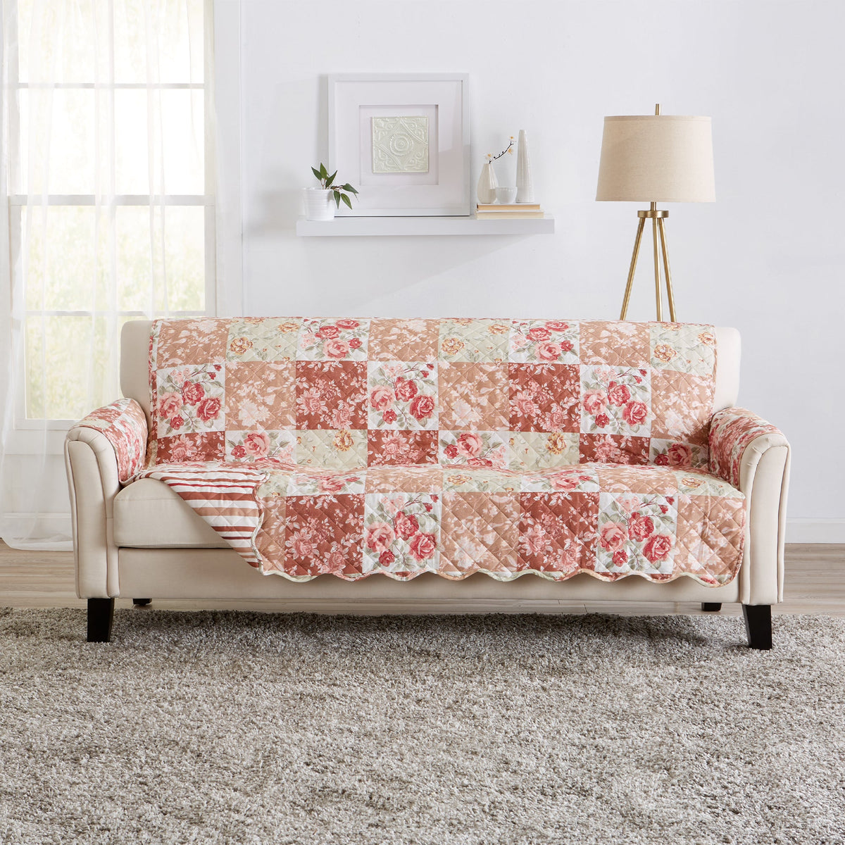 Reversible Floral Patchwork Furniture Protector – Maribel Collection – view 20
