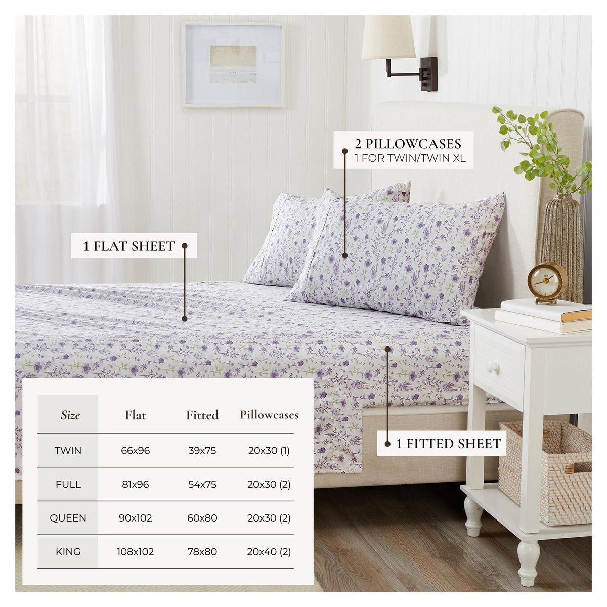 Watercolor Floral Microfiber Sheet Set – Delia Collection – view 5