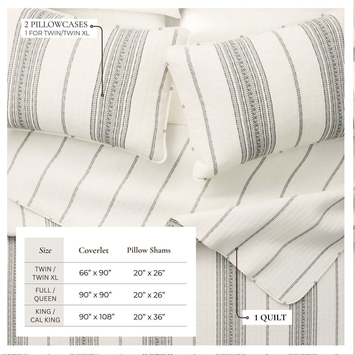 Classic Farmhouse Stripe Reversible Quilt Set – Wesley Collection – view 21