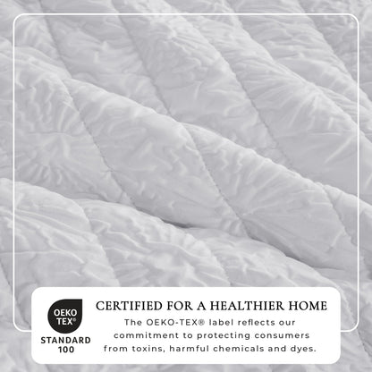 White Floral Embossed Reversible Quilt Set – Floral Microsculpt Collection – view 3