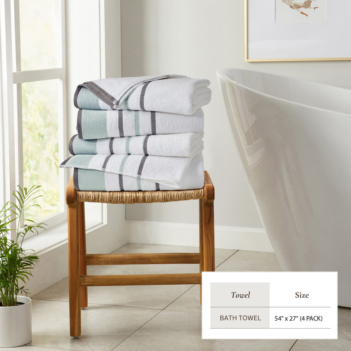 Decorative Cotton Stripe Bath Towel Set – Noelle Collection – view 44