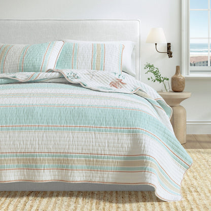 Reversible Stripe and Shell Cotton Quilt Set – St. Augustine Collection – view 6