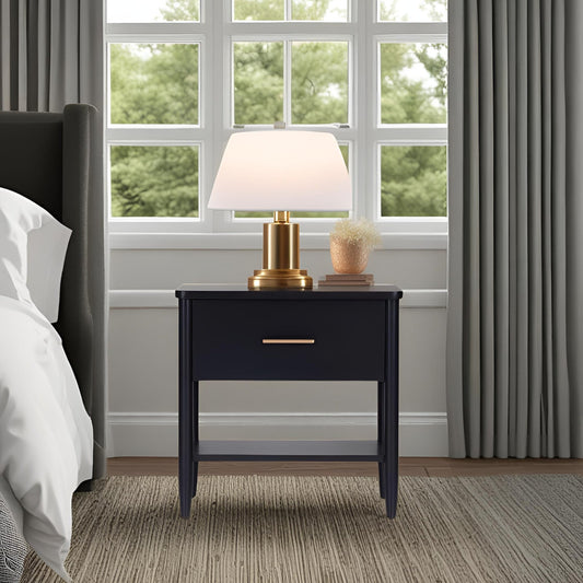 Black Paola Nightstand With Fixed Shelf