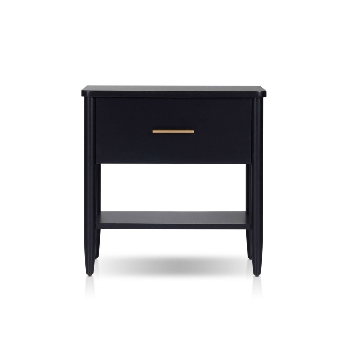 Paola Black Nightstand with Soft-Close Drawer and Fixed Shelf – view 2