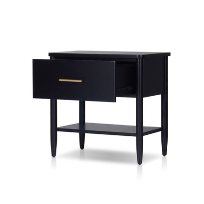Paola Black Nightstand with Soft-Close Drawer and Fixed Shelf – view 4