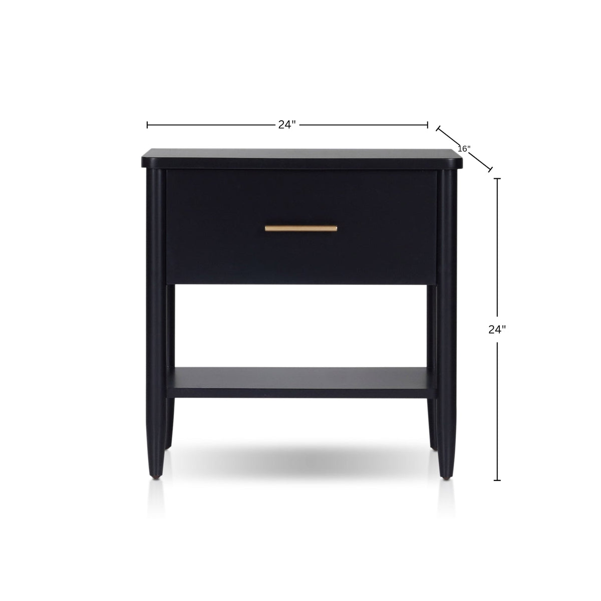 Paola Black Nightstand with Soft-Close Drawer and Fixed Shelf – view 6