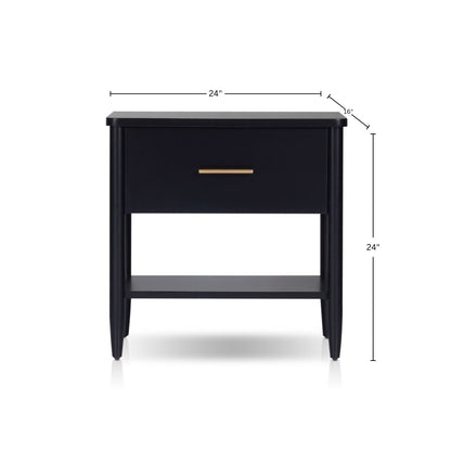 Paola Black Nightstand with Soft-Close Drawer and Fixed Shelf – view 6
