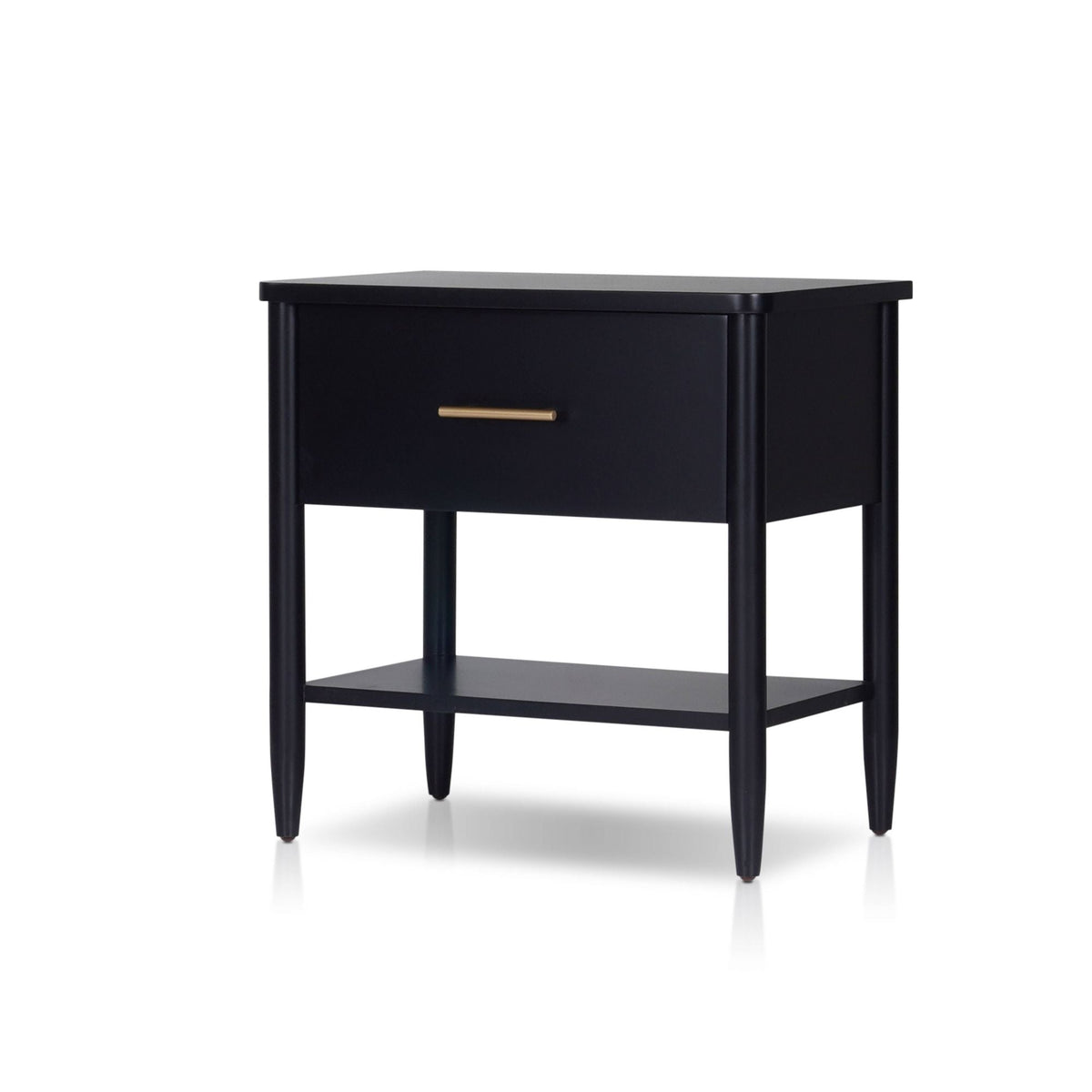 Paola Black Nightstand with Soft-Close Drawer and Fixed Shelf – view 3