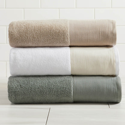 Priya Collection Cotton 6-Piece Towel Set with Linen-Like Border – view 15