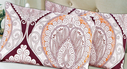 Maroon Mandala Ivory Damask Polyester Pillowcases, Set of 2 – view 2