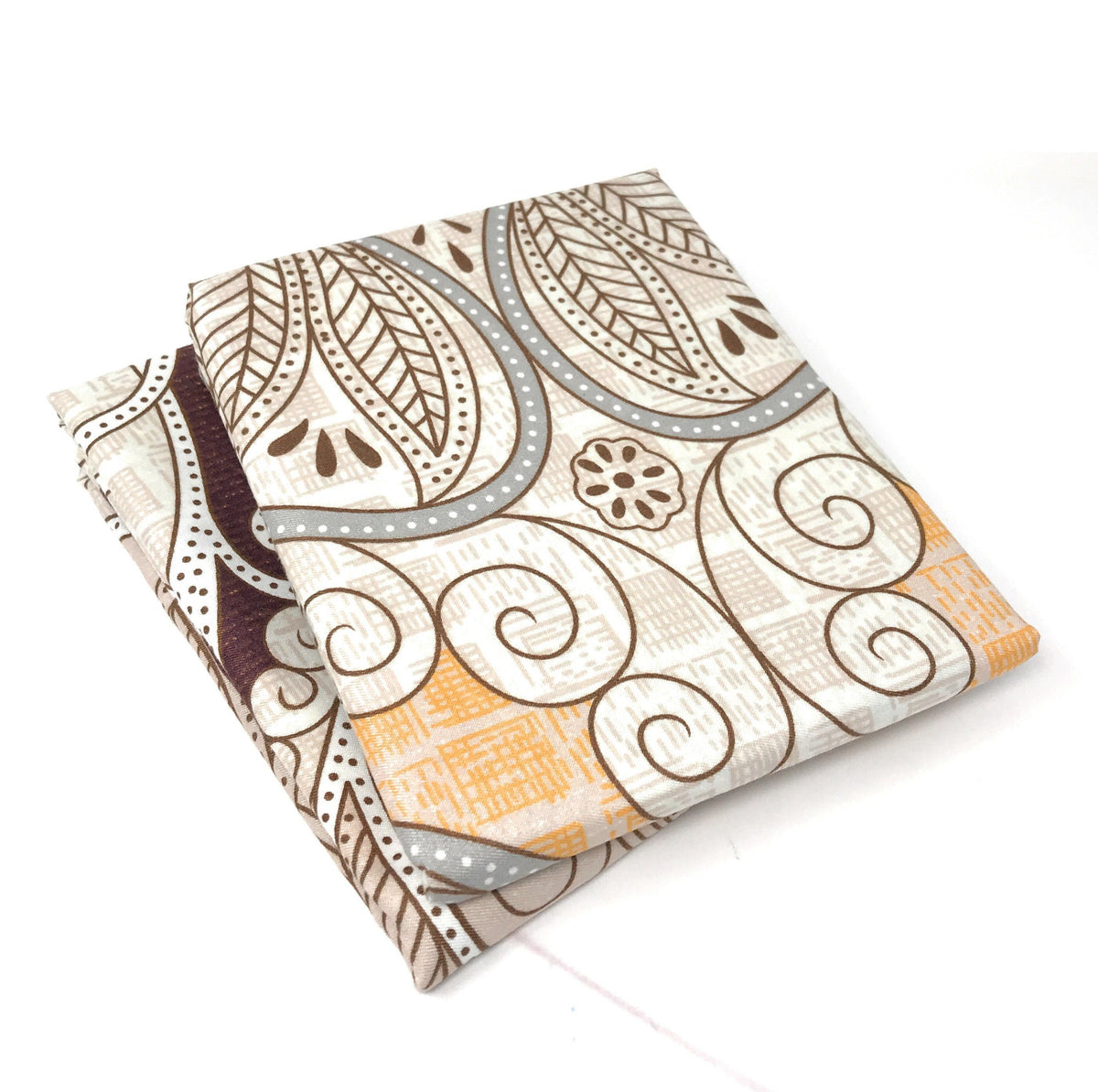 Maroon Mandala Ivory Damask Polyester Pillowcases, Pair