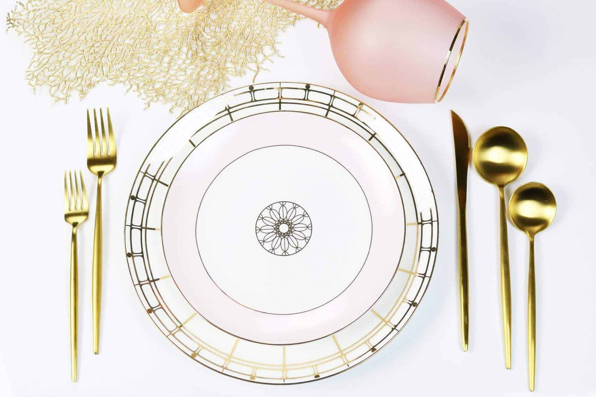Gold Izmir Patterned Dinner Plates with 14k Gold Design, Set of 4 – view 6