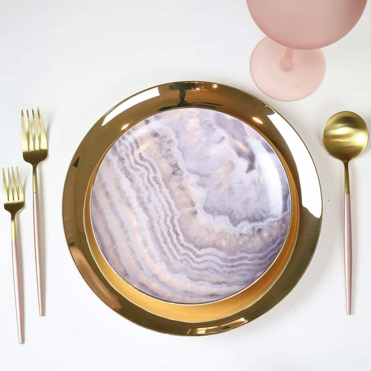 Fine Bone China Dinner Plates with Wide Gold Rim, Set of 4 – view 3