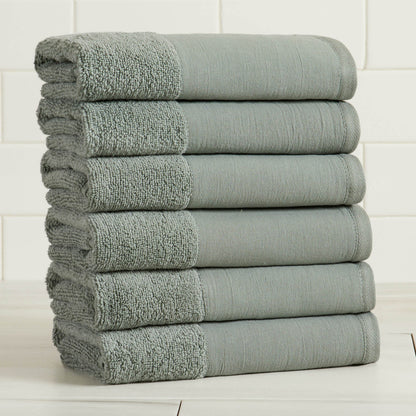Priya Collection Cotton 6-Piece Towel Set with Linen-Like Border – view 49