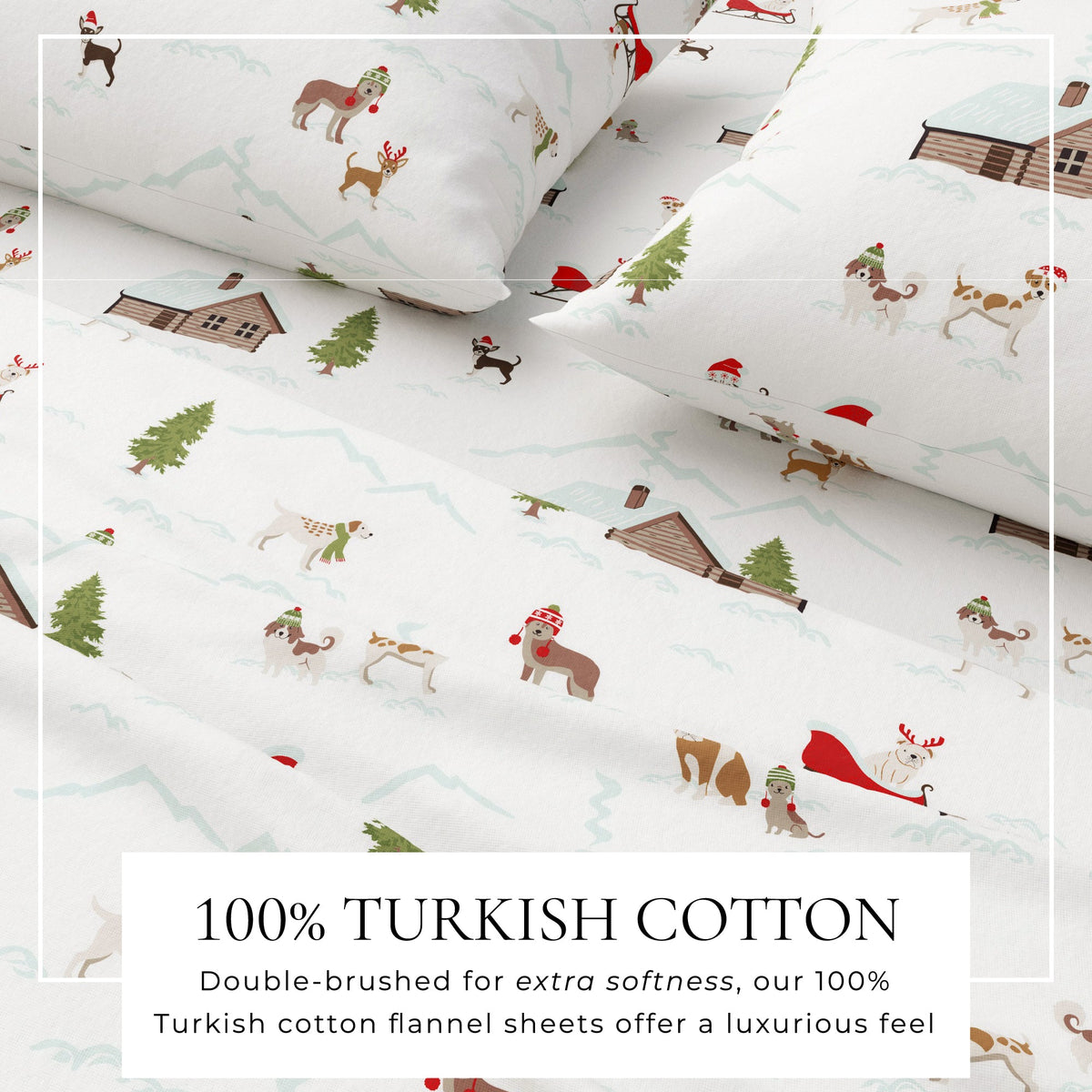 Turkish Cotton Christmas Flannel Sheets – Whittaker Holiday Prints – view 2