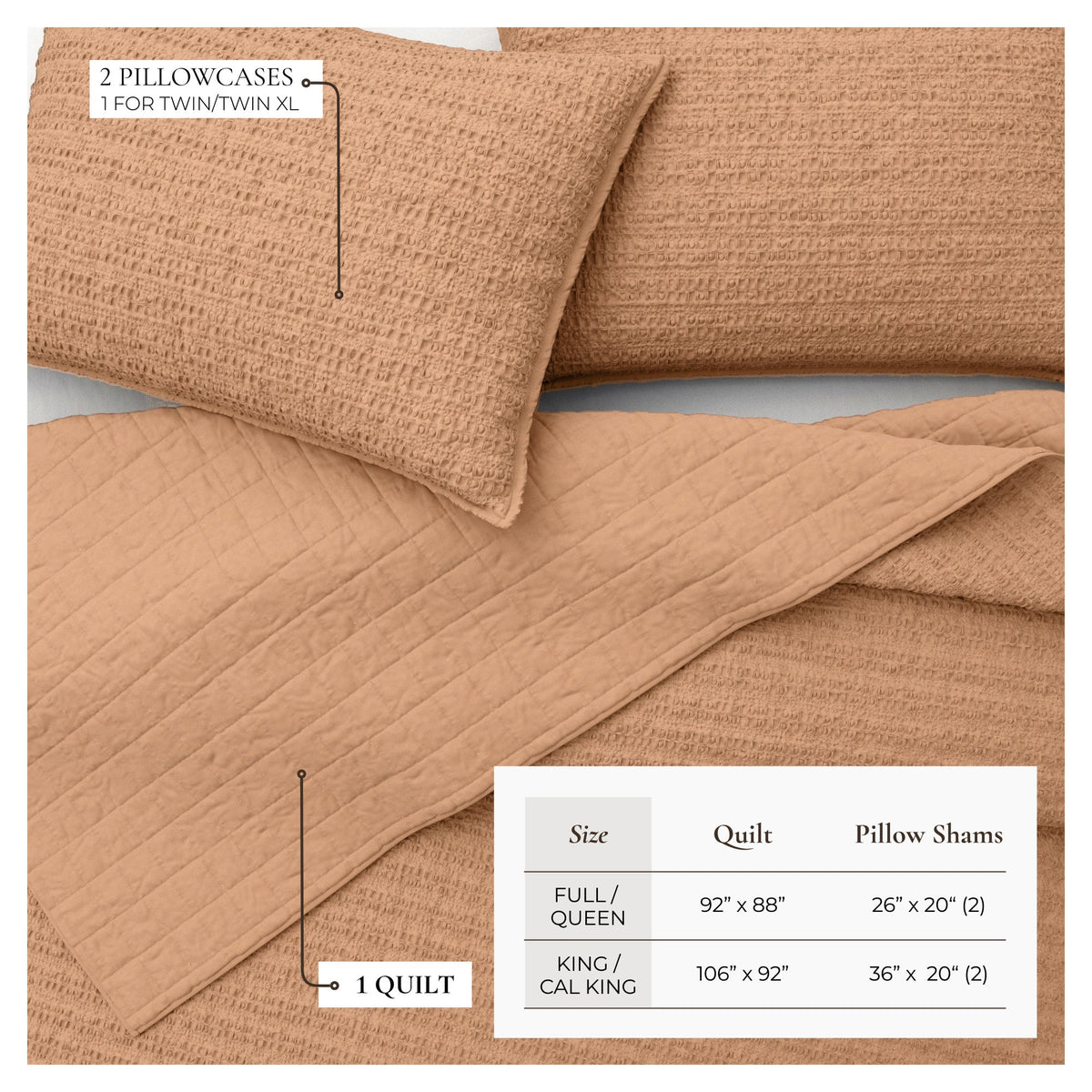 Garment-Washed Cotton Waffle Weave Quilt Set – Genevieve Collection – view 21