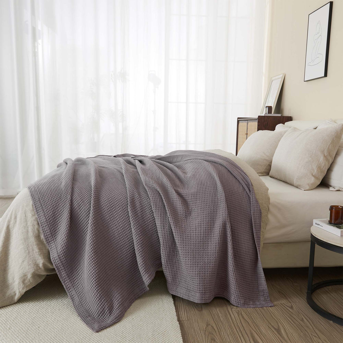 Mikala Collection 100% Cotton Waffle Weave Blanket – view 10