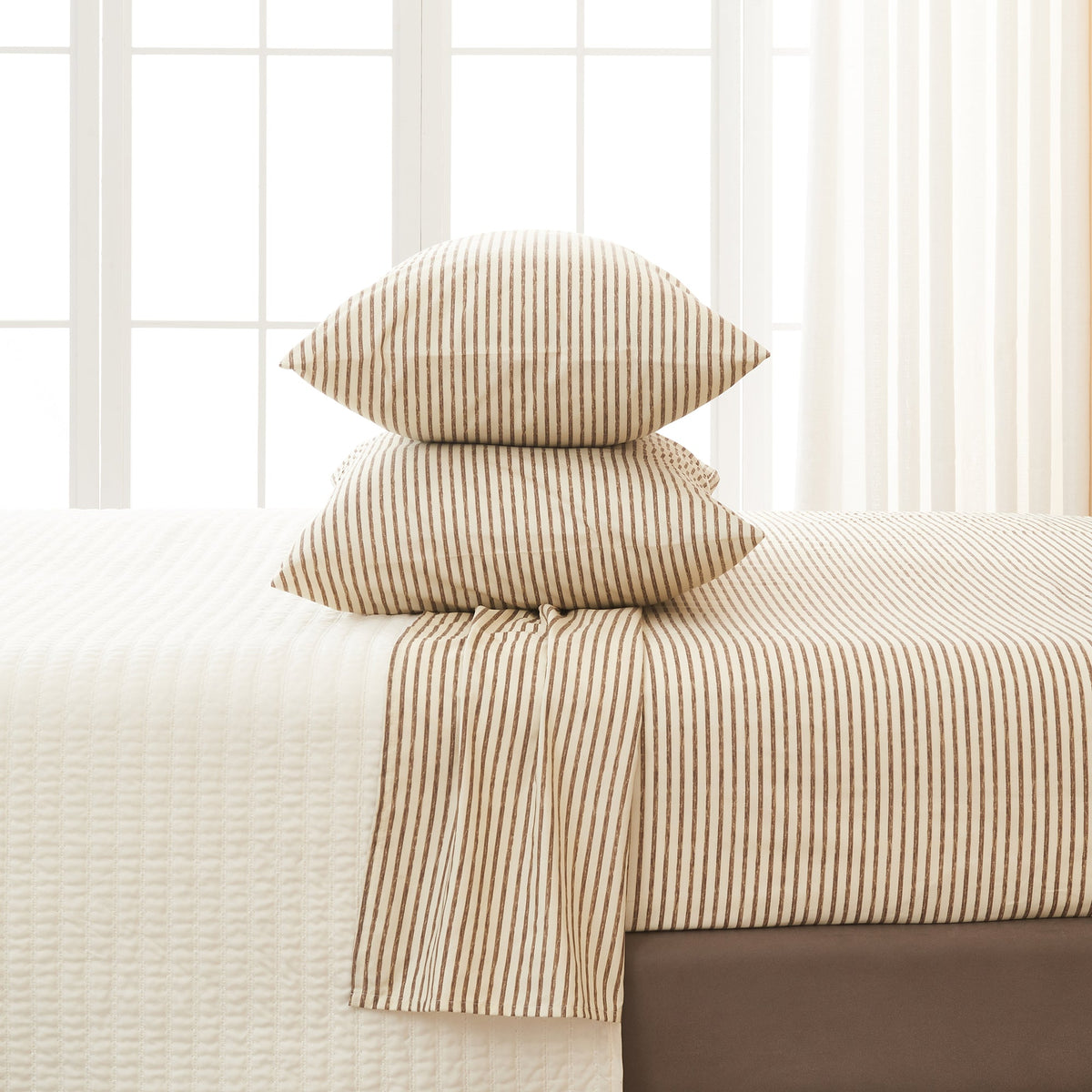 Brushed Microfiber Striped Sheet Set – Evette Collection – view 27