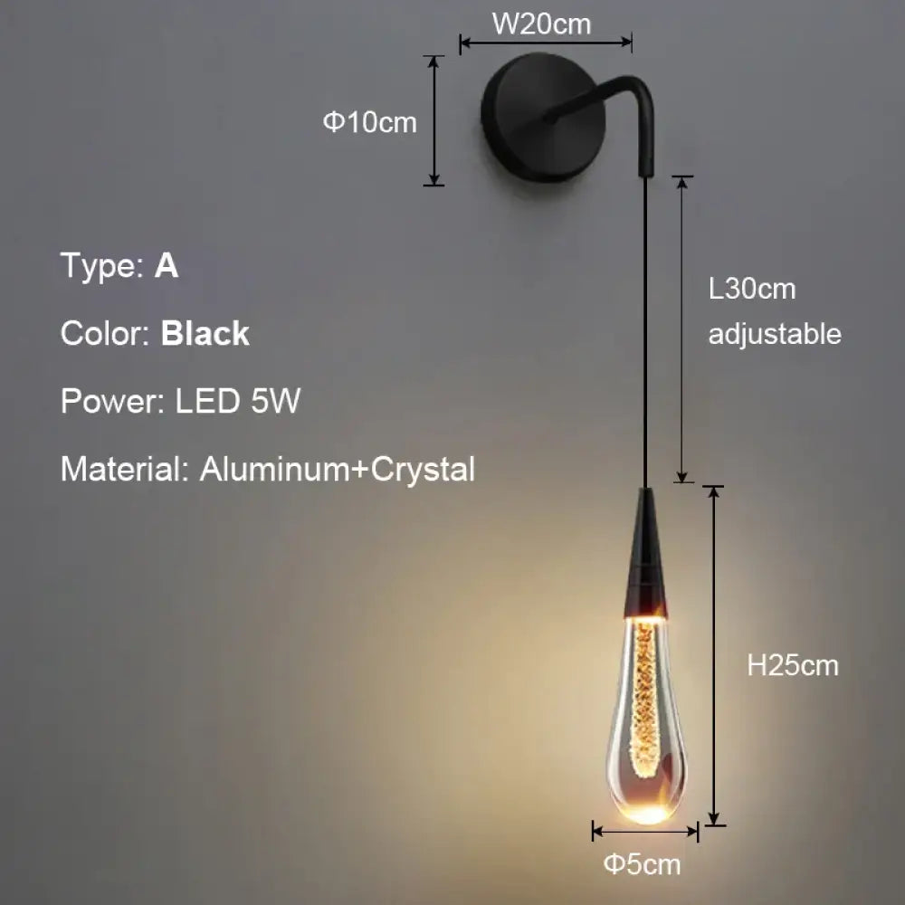 Post-Modern Glass Raindrop LED Wall Sconce – Bedroom Bedside Light – view 6