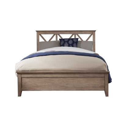 Potter Mahogany Wood Panel Bed with Cross-Back Headboard, French Truffle – view 2