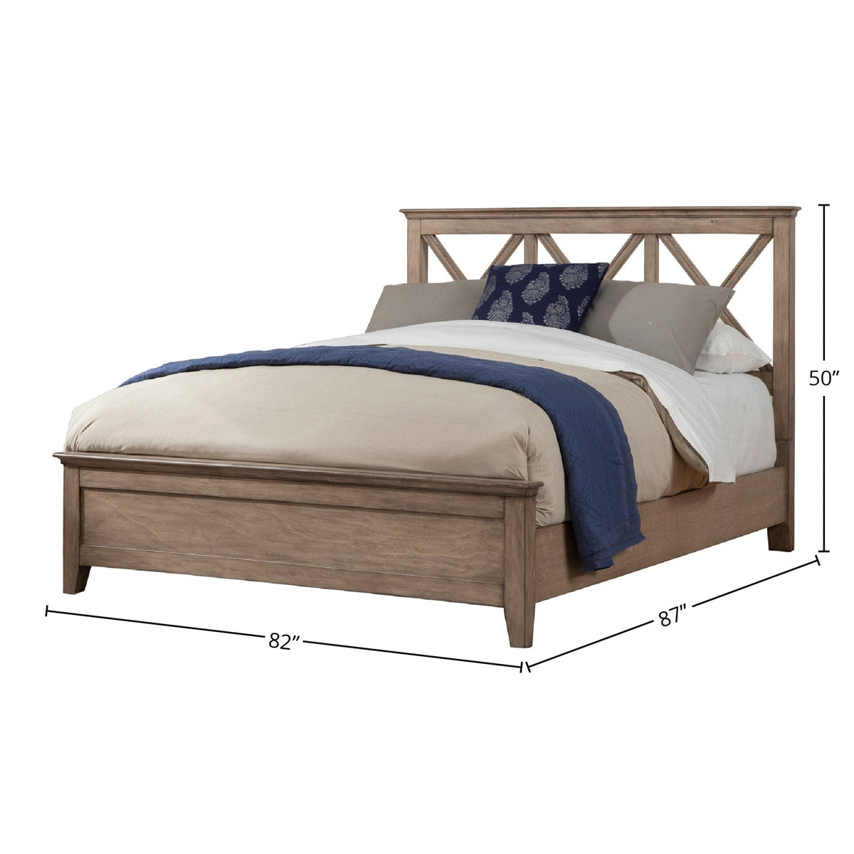 Potter Mahogany Wood Panel Bed with Cross-Back Headboard, French Truffle – view 8