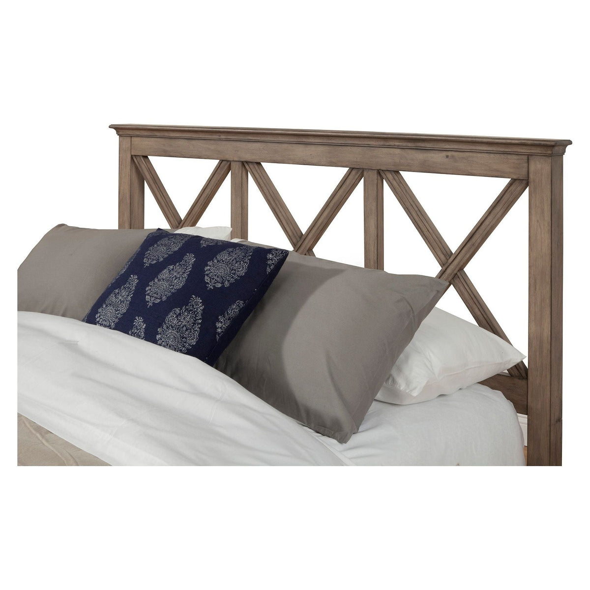Potter Mahogany Wood Panel Bed with Cross-Back Headboard, French Truffle – view 4