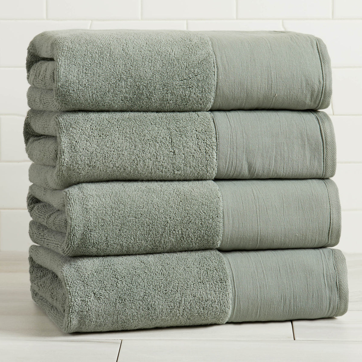 Priya Collection Cotton 6-Piece Towel Set with Linen-Like Border – view 43