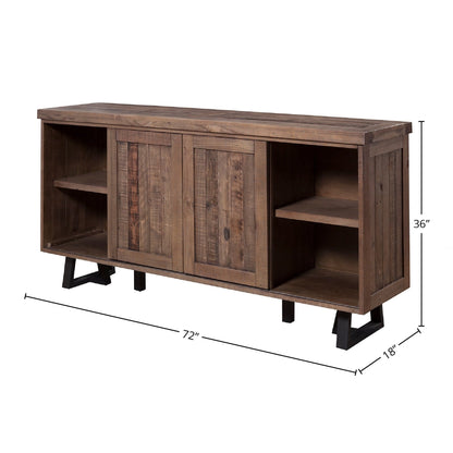 Prairie Acacia Wood Sideboard with Wine Storage, Natural and Black – view 5