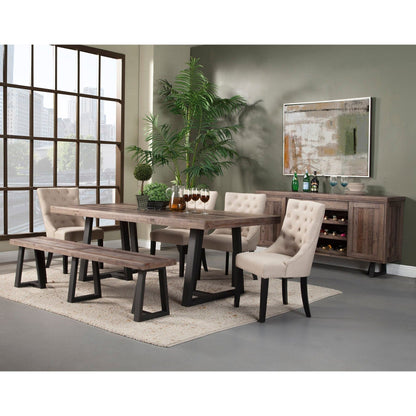 Prairie Acacia Wood Sideboard with Wine Storage, Natural and Black – view 4