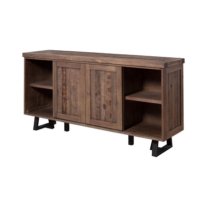 Prairie Acacia Wood Sideboard with Wine Storage, Natural and Black – view 3