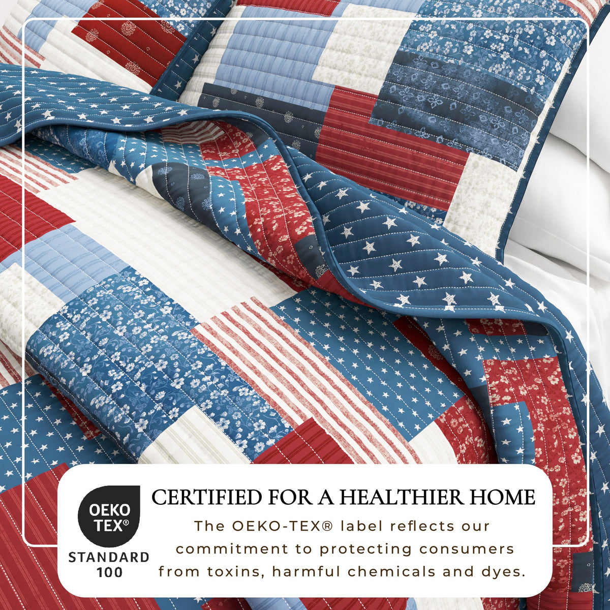 Americana Patchwork Microfiber Quilt Set – Lowel Collection – view 2